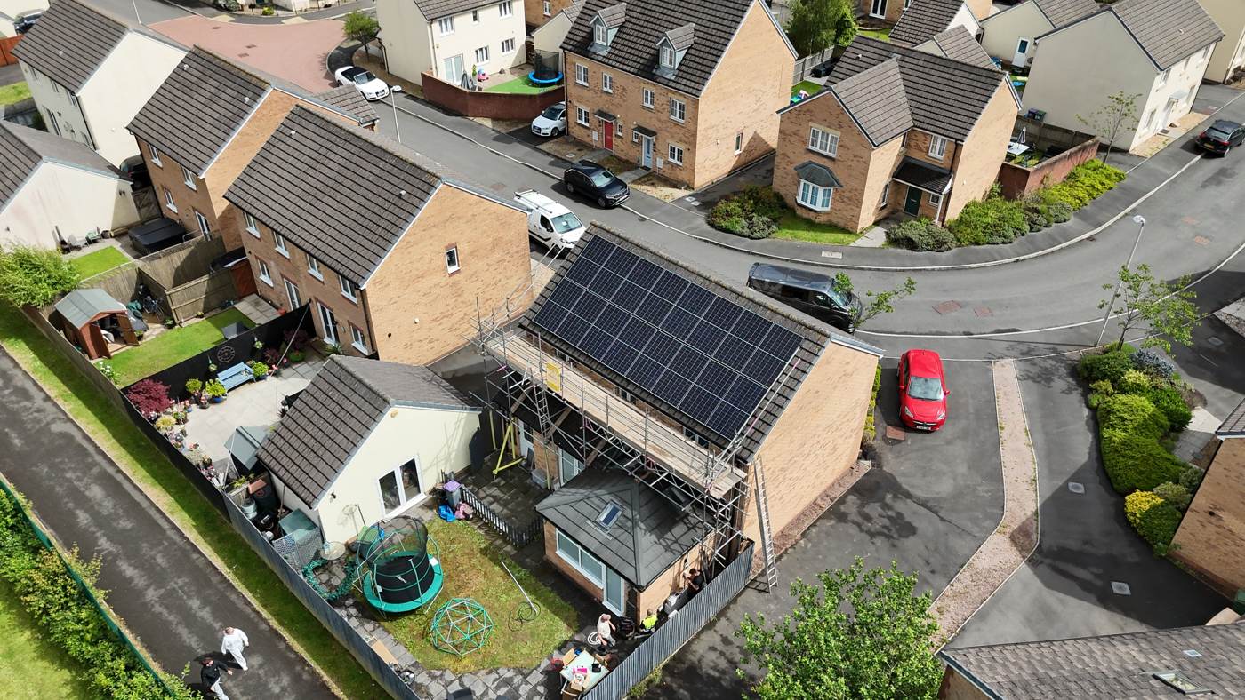 Full-roof solar array on a new-build semi, install day